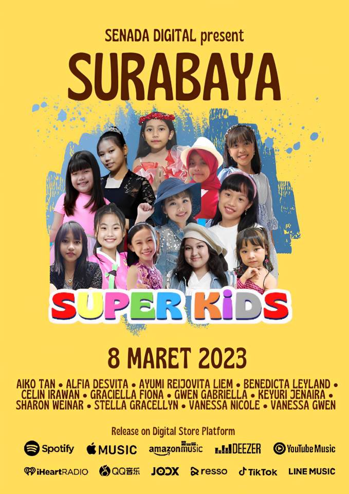 Senada Digital Rilis 12 Penyanyi Cilik Lewat Album Lagu Surabaya Superkids Kelas 1 15 , Senada Digital Para artis penyanyi cilik pengisi album lagu Surabaya Superkids Kelas 1. (Dok. Senada Digital)